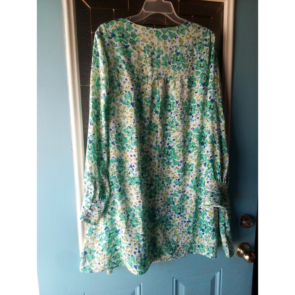 Gina Floral A Line Dress Green Long Sleeve Medium Pullover Long Sleeve - Picture 8 of 9